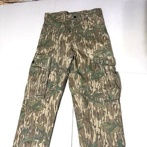 Vintage Cargo Pants Mens 30 32 Talon Zip USA Tree Bark Camo Hunting Cotton